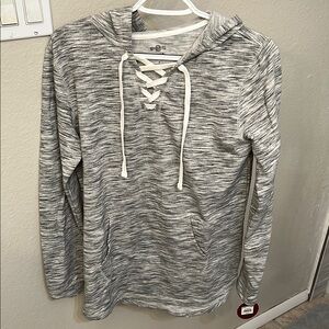 Women’s Casual Sonoma Gray Hooded Lace-Up Sweatshirt